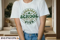 Lucky SVG, School Nurse St Patrick's Day PNG T-shirt Design Product Image 3