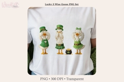 Lucky 3 Wise Goose PNG Set St Patrick Faux Yarn Clipart Product Image 1