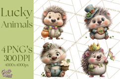 Lucky Animals Clipart, St. Patrick’s Day PNG, Cute Shamrock Product Image 1