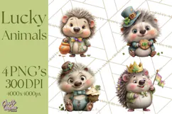 Lucky Animals Clipart, St. Patrick’s Day PNG, Cute Shamrock Product Image 1