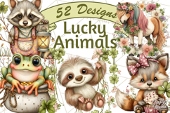 Lucky Animals Clipart PNG, Shamrock Pets Printable Product Image 1