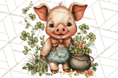 Lucky Animals Clipart PNG, Shamrock Pets Printable Product Image 4