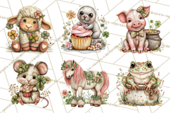 Lucky Animals Clipart PNG, Shamrock Pets Printable Product Image 6