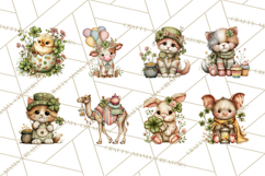 Lucky Animals Clipart PNG, Shamrock Pets Printable Product Image 3