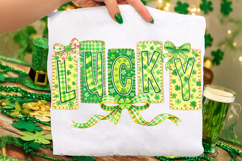 Lucky St Patrick's Day PNG, Lucky Day PNG, Coquette Bow PNG Product Image 2