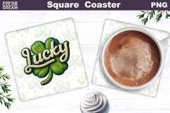 Lucky Clover Square Coaster | St. Patrick's Day Sublimation Product Image 1