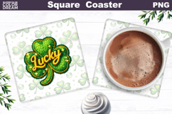 Lucky Clover Square Coaster | St. Patrick's Day Sublimation Product Image 1