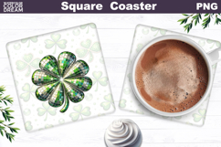 Clover Square Coaster | St. Patrick's Day Sublimation Product Image 1