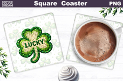 Lucky Clover Square Coaster | St. Patrick's Day Sublimation Product Image 1
