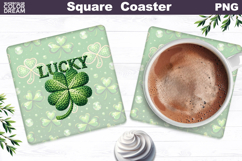 Lucky Clover Square Coaster | St. Patrick's Day Sublimation Product Image 1