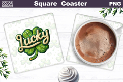 Lucky Clover Square Coaster | St. Patrick's Day Sublimation Product Image 1