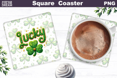 Lucky Clover Square Coaster | St. Patrick's Day Sublimation Product Image 1
