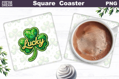 Lucky Clover Square Coaster | St. Patrick's Day Sublimation Product Image 1
