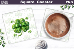 Clover Bow Square Coaster | St. Patrick's Day Sublimation Product Image 1