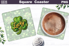 Lucky Clover Square Coaster | St. Patrick's Day Sublimation Product Image 1