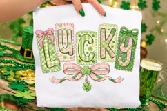 Lucky St Patrick's Day PNG, Lucky Day PNG, Coquette Bow PNG Product Image 2