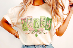 Lucky St Patrick's Day PNG, Lucky Day PNG, Coquette Bow PNG Product Image 4