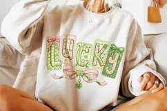 Lucky St Patrick's Day PNG, Lucky Day PNG, Coquette Bow PNG Product Image 5