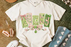 Lucky St Patrick's Day PNG, Lucky Day PNG, Coquette Bow PNG Product Image 6