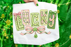 Lucky St Patrick's Day PNG, Lucky Day PNG, Coquette Bow PNG Product Image 1