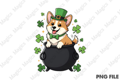 Lucky Corgi St Patrick PNG, Cute Corgi Product Image 1