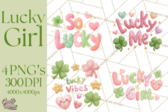 St. Patrick’s Day Clipart, Girly Lucky Shamrock Clip Art PNG Product Image 1