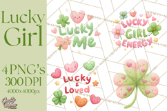 St. Patrick’s Day Clipart, Girly Lucky Shamrock Clip Art PNG Product Image 1