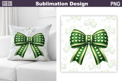 St. Patrick's Day Pillow Design | Bow Clover Sublimation Product Image 1