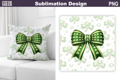 St. Patrick's Day Pillow Design | Bow Clover Sublimation Product Image 1