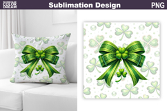 St. Patrick's Day Pillow Design | Bow Clover Sublimation Product Image 1