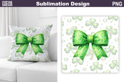 St. Patrick's Day Pillow Design | Bow Clover Sublimation Product Image 1