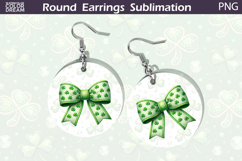 Shamrock Bow Round Earrings Sublimation | St Patrick Jewelry Product Image 1