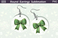 Shamrock Bow Round Earrings Sublimation | St Patrick Jewelry Product Image 1