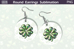 Disco Clover Round Earrings Sublimation | St Patrick Jewelry Product Image 1