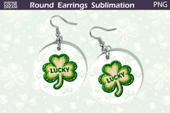 Knit Lucky Clover Round Earrings Sublimation | St Patrick Product Image 1