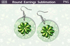 Green Disco Clover Round Earrings Sublimation | St Patrick Product Image 1