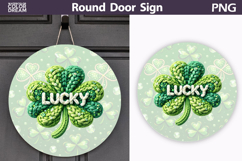 St. Patrick's Day Round Door Sign | Lucky Clover Sublimation Product Image 1