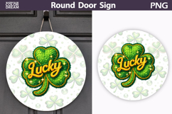 St. Patrick's Day Round Door Sign | Lucky Clover Sublimation Product Image 1