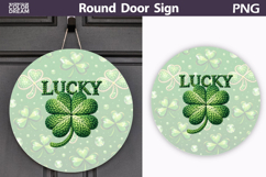St. Patrick's Day Round Door Sign | Lucky Clover Sublimation Product Image 1