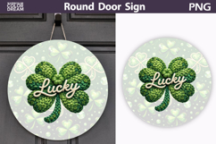 St. Patrick's Day Round Door Sign | Lucky Clover Sublimation Product Image 1