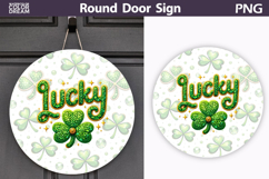 St. Patrick's Day Round Door Sign | Lucky Clover Sublimation Product Image 1