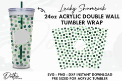 Lucky Shamrocks Starbucks 24oz Acrylic Tumbler Wrap SVG Product Image 1