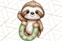 Cute St Patrick's Day Sloth Clipart PNG Lucky Animal Graphic Product Image 2
