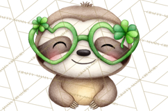 Cute St Patrick's Day Sloth Clipart PNG Lucky Animal Graphic Product Image 4