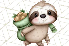 Cute St Patrick's Day Sloth Clipart PNG Lucky Animal Graphic Product Image 5