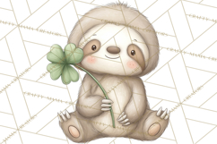Cute St Patrick's Day Sloth Clipart PNG Lucky Animal Graphic Product Image 2
