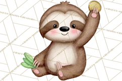 Cute St Patrick's Day Sloth Clipart PNG Lucky Animal Graphic Product Image 4
