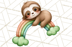 Cute St Patrick's Day Sloth Clipart PNG Lucky Animal Graphic Product Image 5