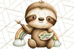 Cute St Patrick's Day Sloth Clipart PNG Lucky Animal Graphic Product Image 2