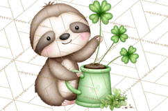 Cute St Patrick's Day Sloth Clipart PNG Lucky Animal Graphic Product Image 4